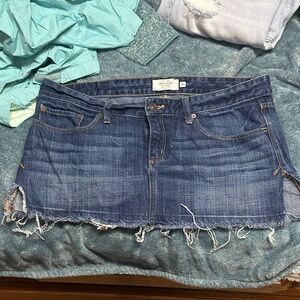 American Eagle Outfitters Frayed Hem Blue Mini Skirt
